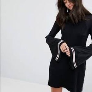 Free People Zou Bisou Bell Sleeve Sweater Dress Black